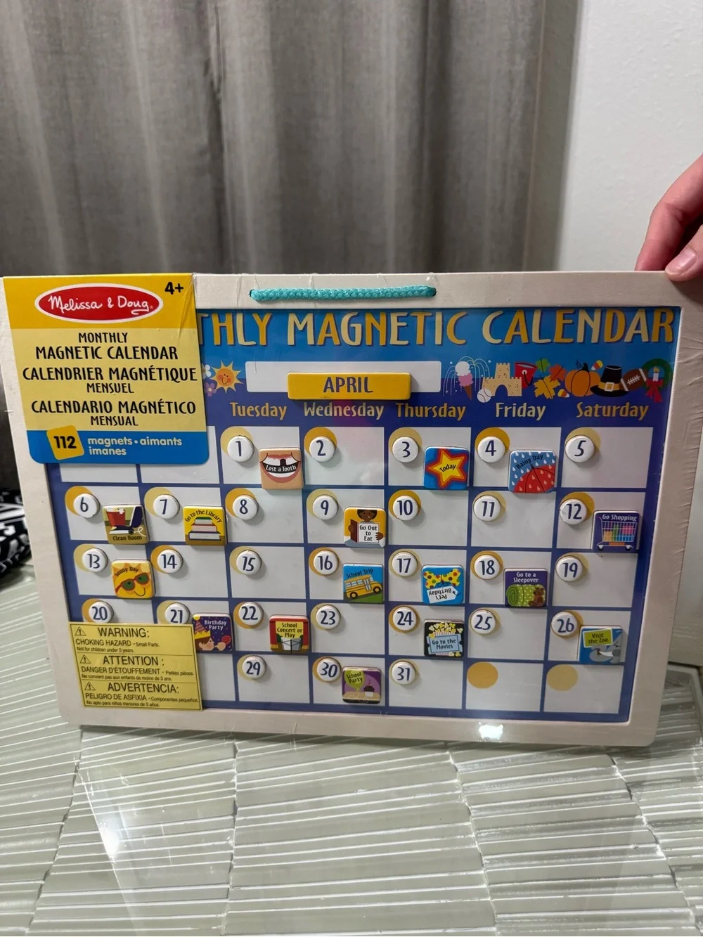 Melissa & Doug Monthly Magnetic Calendar - Blue & Yellow